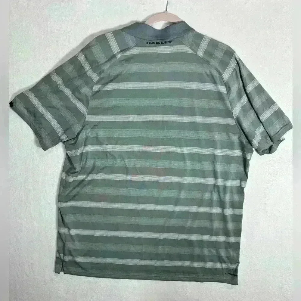 Oakley Striped Performance Polo Mens XXL Gray Regular Fit Golf Tech Prep 2XL - Picture 7 of 10